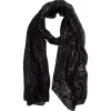 Foulard noir imprimé pois argentés