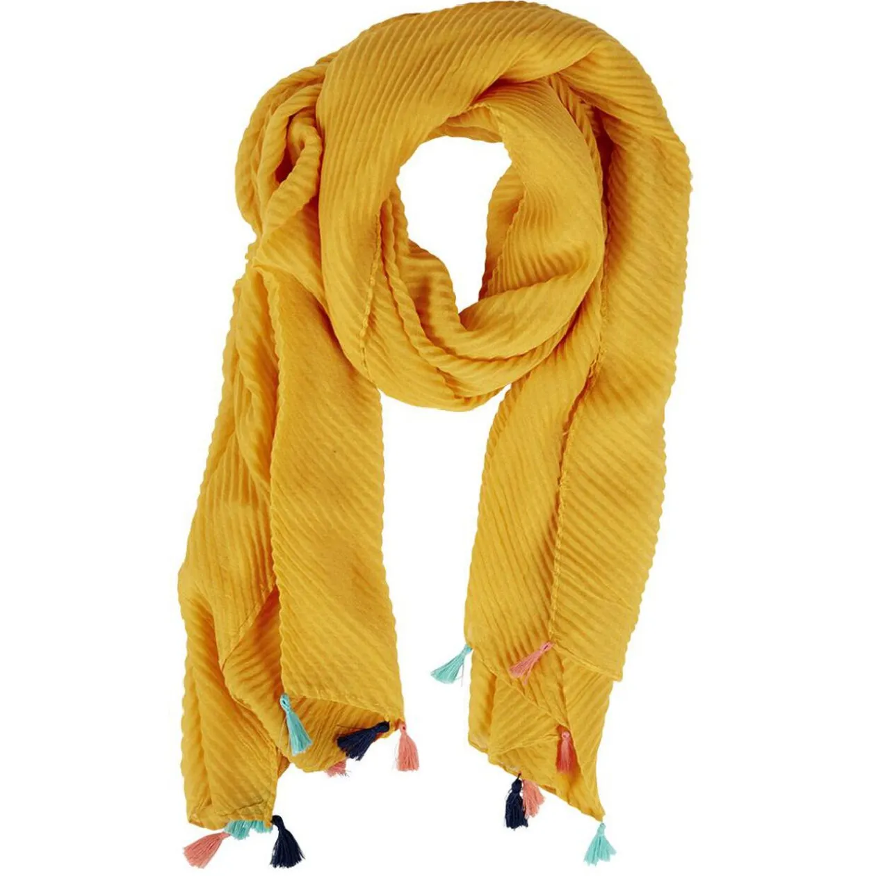 Foulard plissé avec pompons
