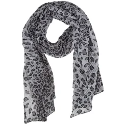 Foulard plissé motif léopard gris marron