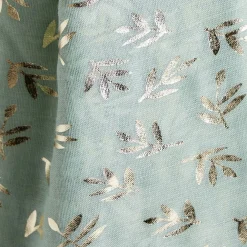 Foulard vert clair imprimé feuille dorée