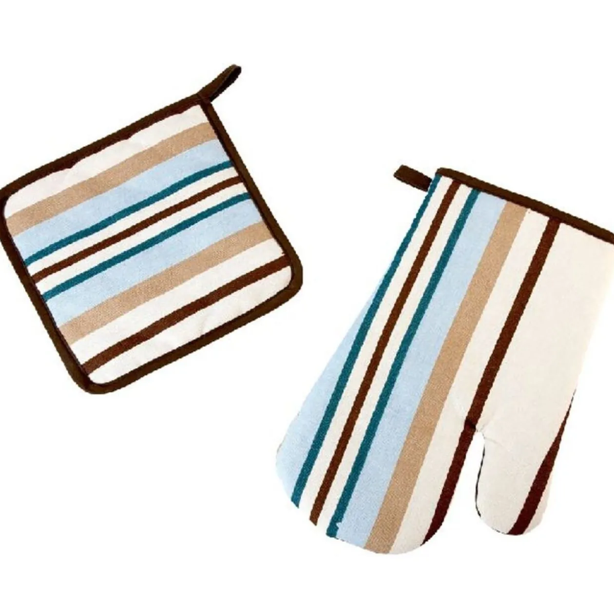 Gant de cuisine et manique rayé