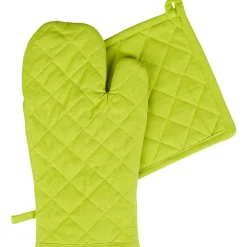 Gant de cuisine et manique vert anis