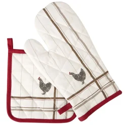Gant de cuisine et manique motif poule