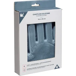 Gant pour vaisselle avec picots silicone bleu x2