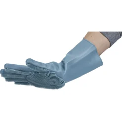 Gant pour vaisselle avec picots silicone bleu x2