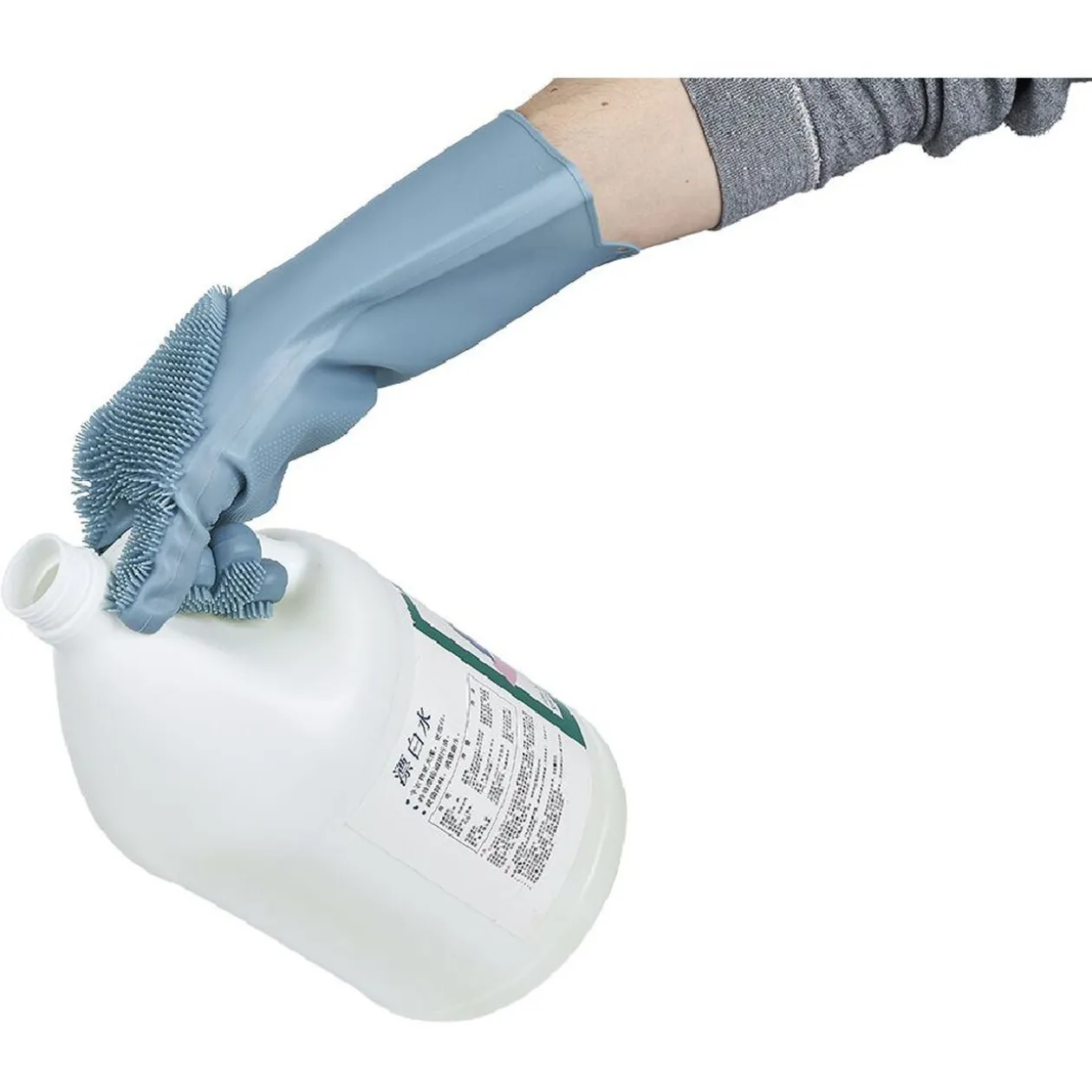 Gant pour vaisselle avec picots silicone bleu x2