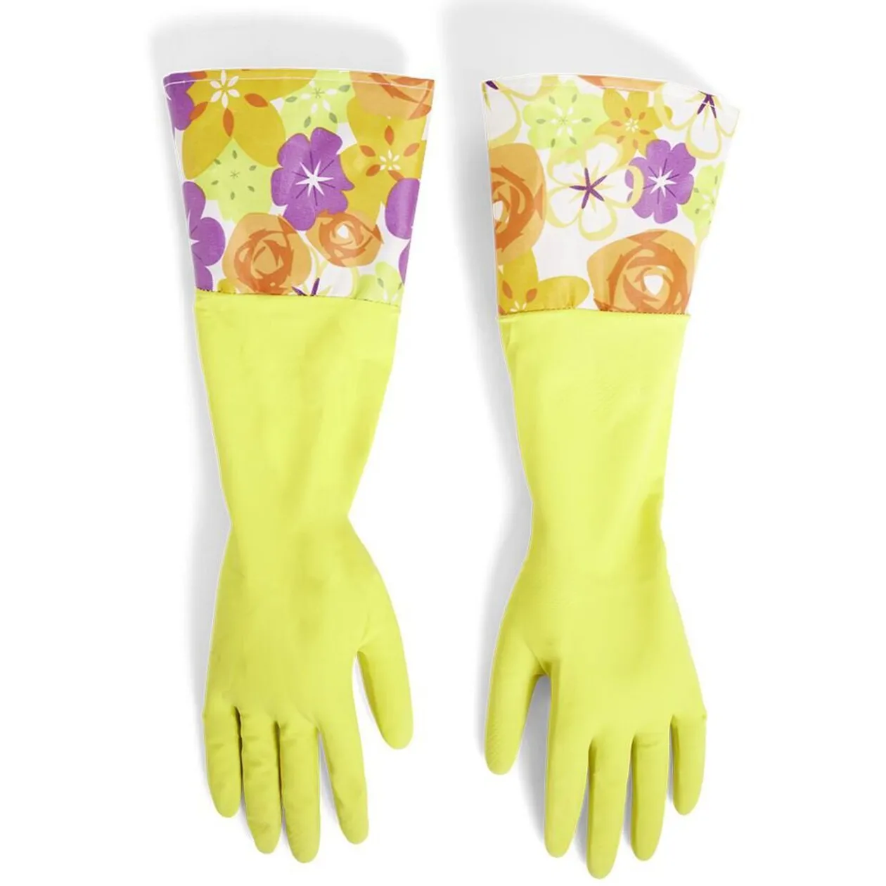 Gants de ménage motifs fleurs taille L jaune