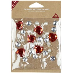 Gemme autocollante blanc et rouge