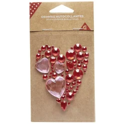 Gemme autocollante rose et rouge
