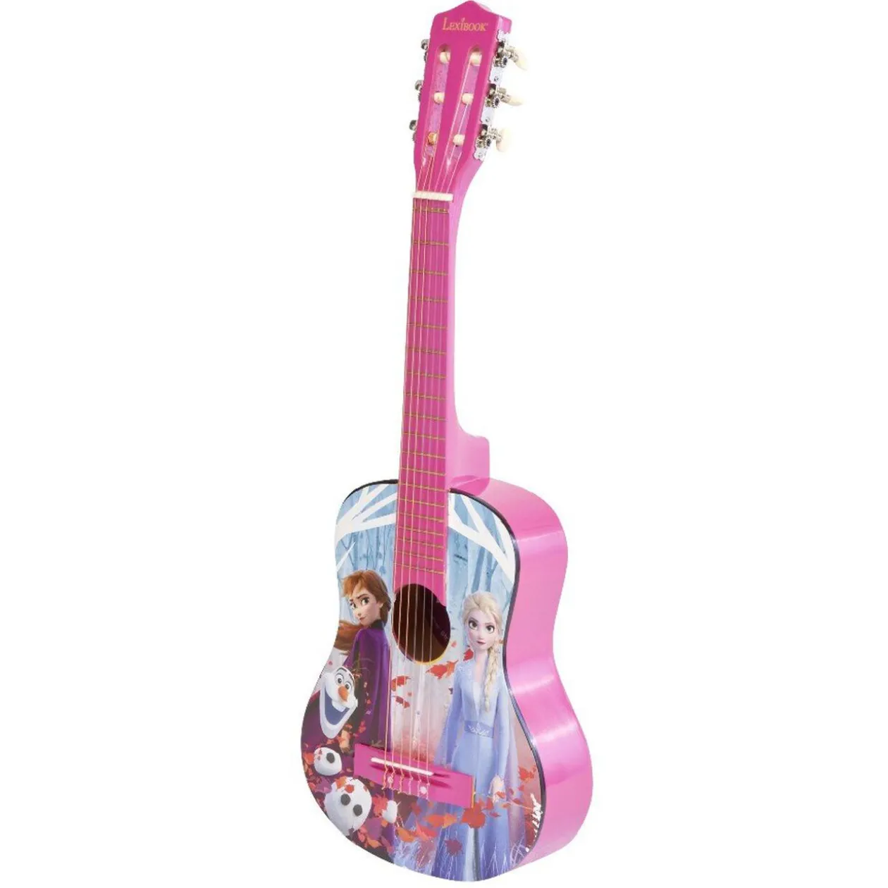 Guitare acoustique La Reine Des Neiges bois bleu et rose