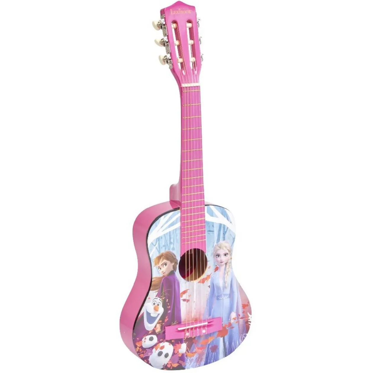Guitare acoustique La Reine Des Neiges bois bleu et rose