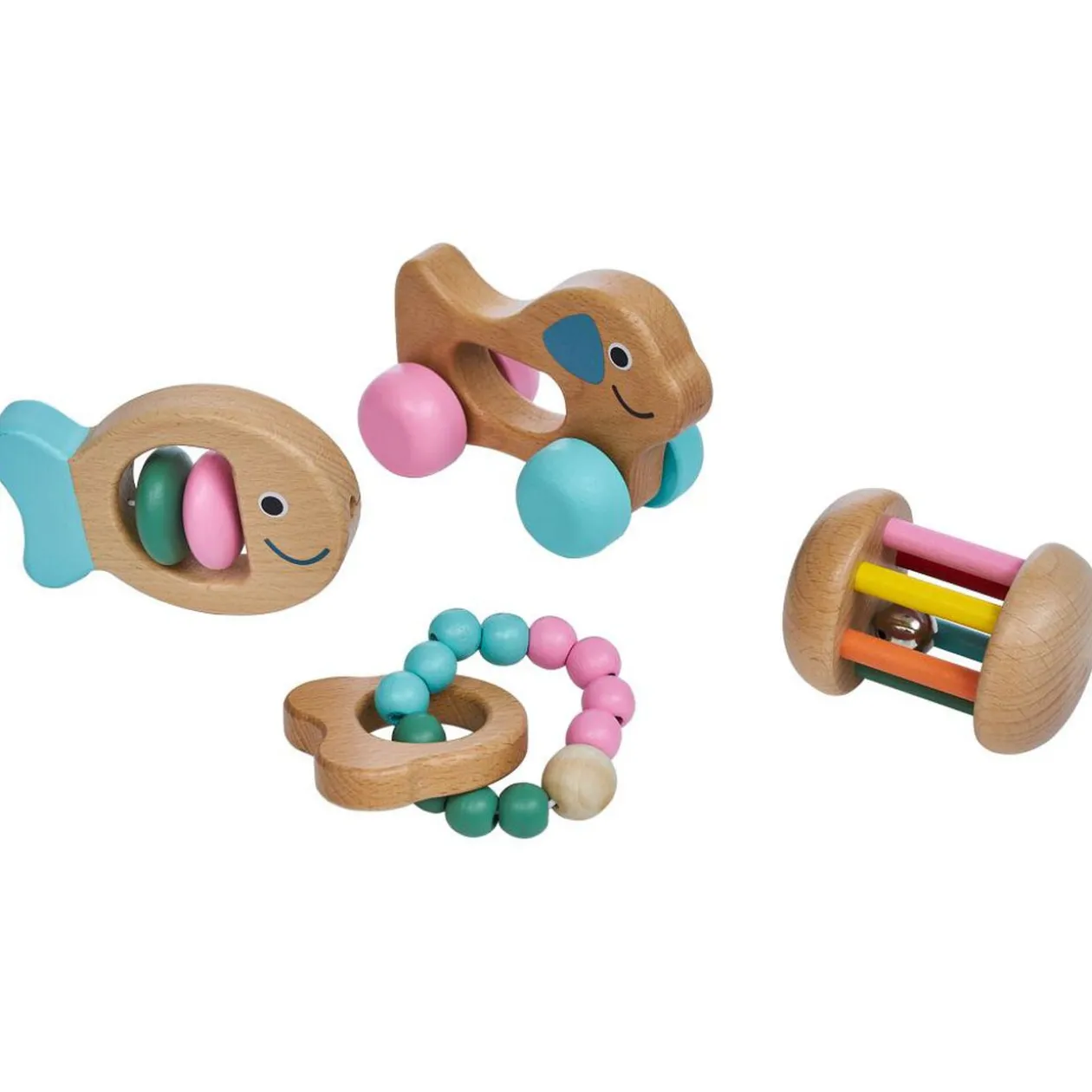 Hochet sensoriel en bois x4