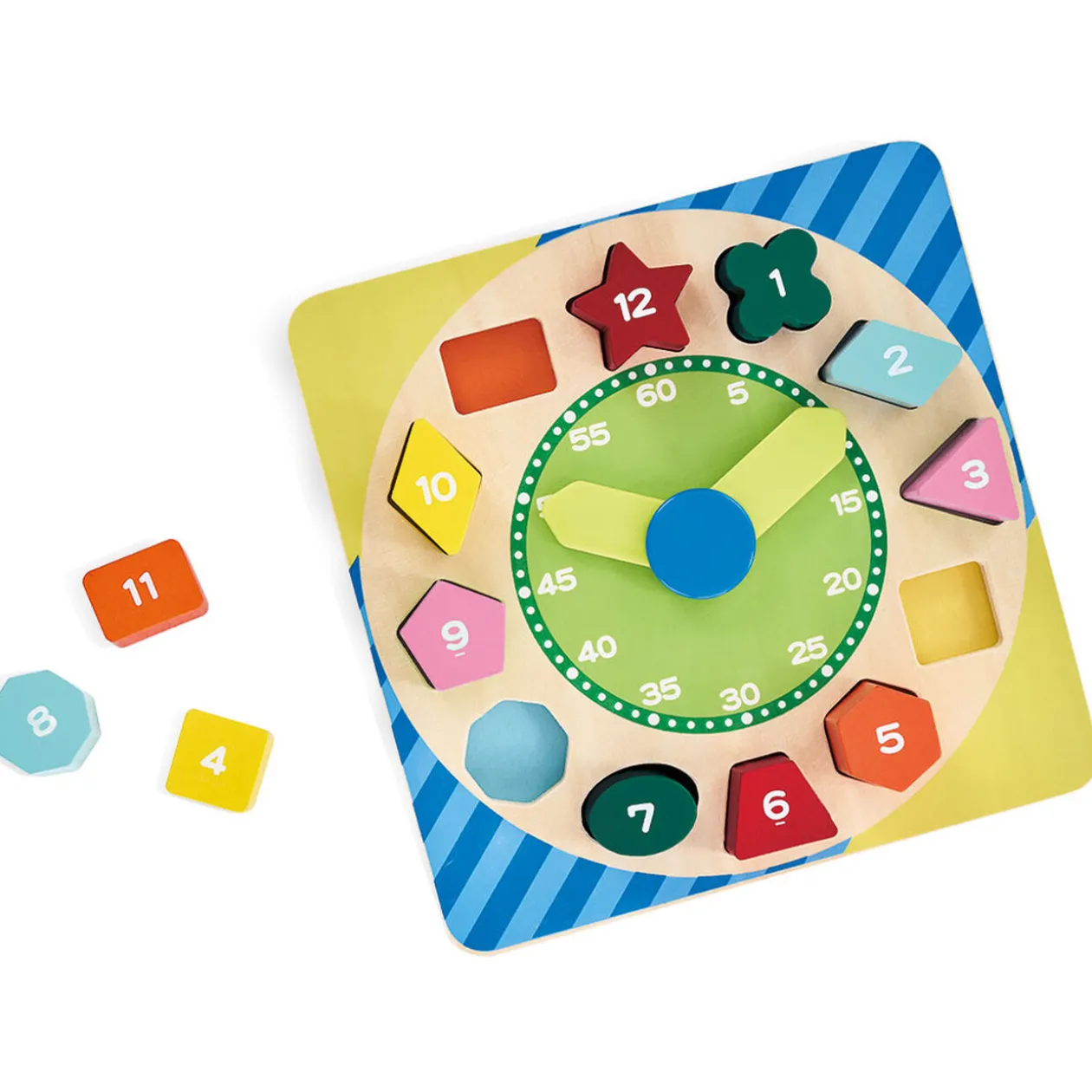 Horloge éducative et formes à encastrer en bois
