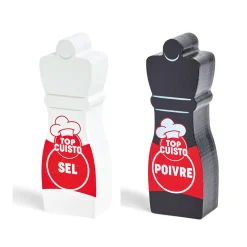 Imitation condiment sel et poivre en bois