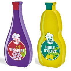 Imitation condiment vinaigre+huile en bois