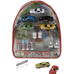 Jeu 8 petites voitures et accessoires de signalisation