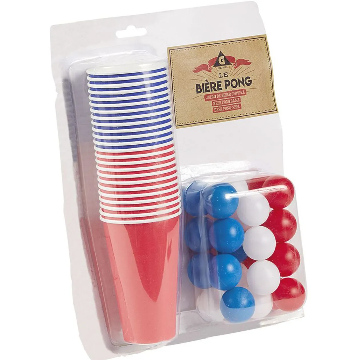 Jeu bière pong tricolore bleu blanc rouge
