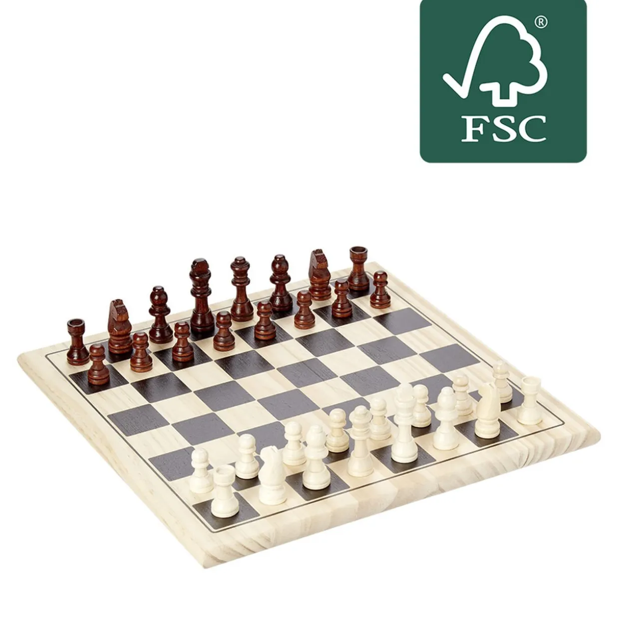 Jeu échecs et dames 2 en 1 en bois
