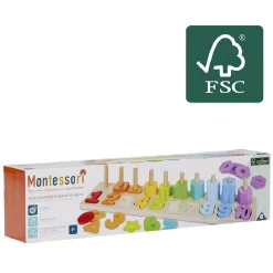 Jeu d'apprentissage en bois certifié FSC® Montessori - chiffres et couleurs