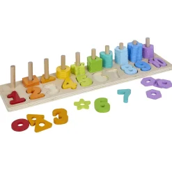 Jeu d'apprentissage en bois certifié FSC® Montessori - chiffres et couleurs