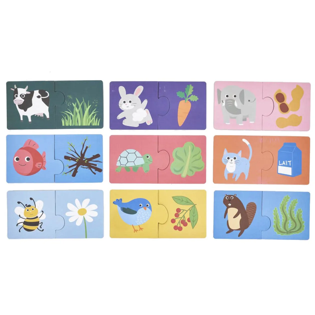 Jeu de cartes à associer animaux Qui mange quoi ? 40 pièces