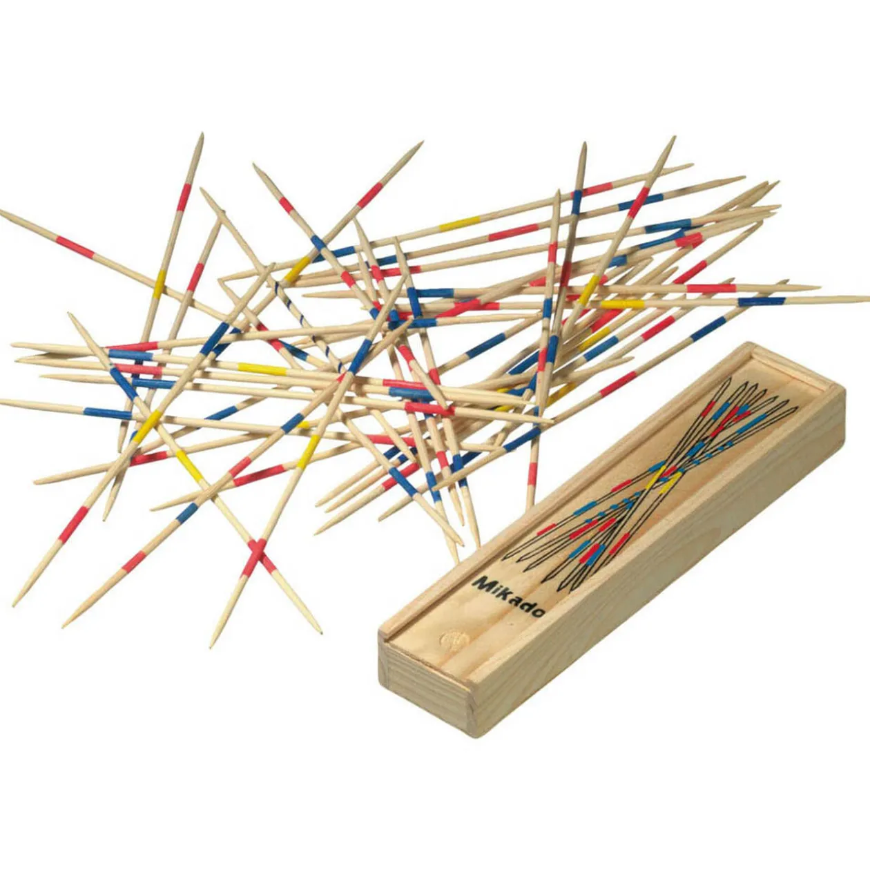 Jeu de mikado dans un coffret bois