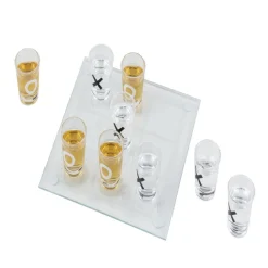 Jeu de morpion à boire avec shooters et plateau en verre 20x20cm