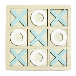 Jeu de morpion bois 14x14cm blanc/orange ou blanc/bleu