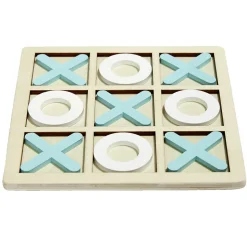 Jeu de morpion bois 14x14cm blanc/orange ou blanc/bleu