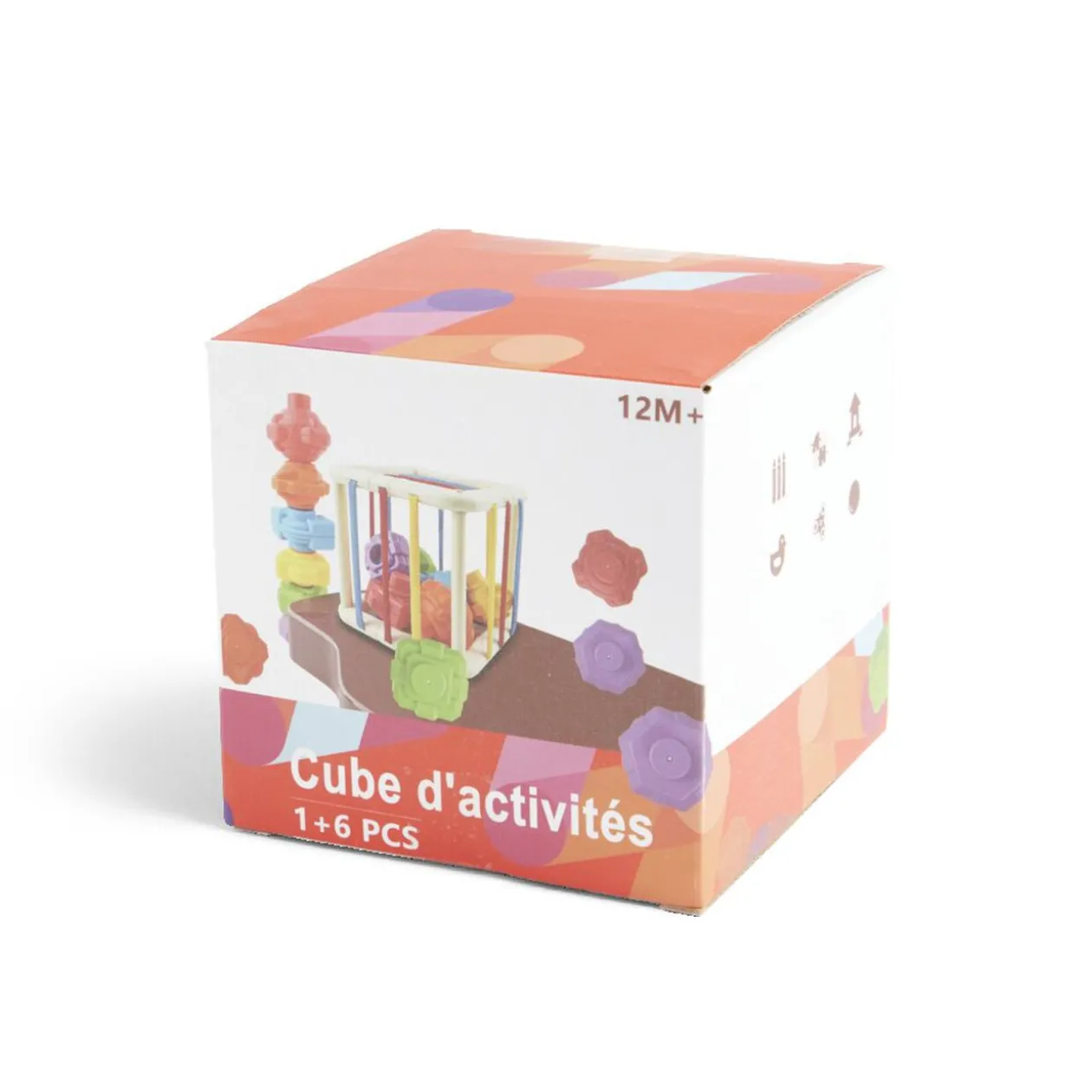 Jeu de motricité fine cube et formes 6 pièces 11x11x11cm