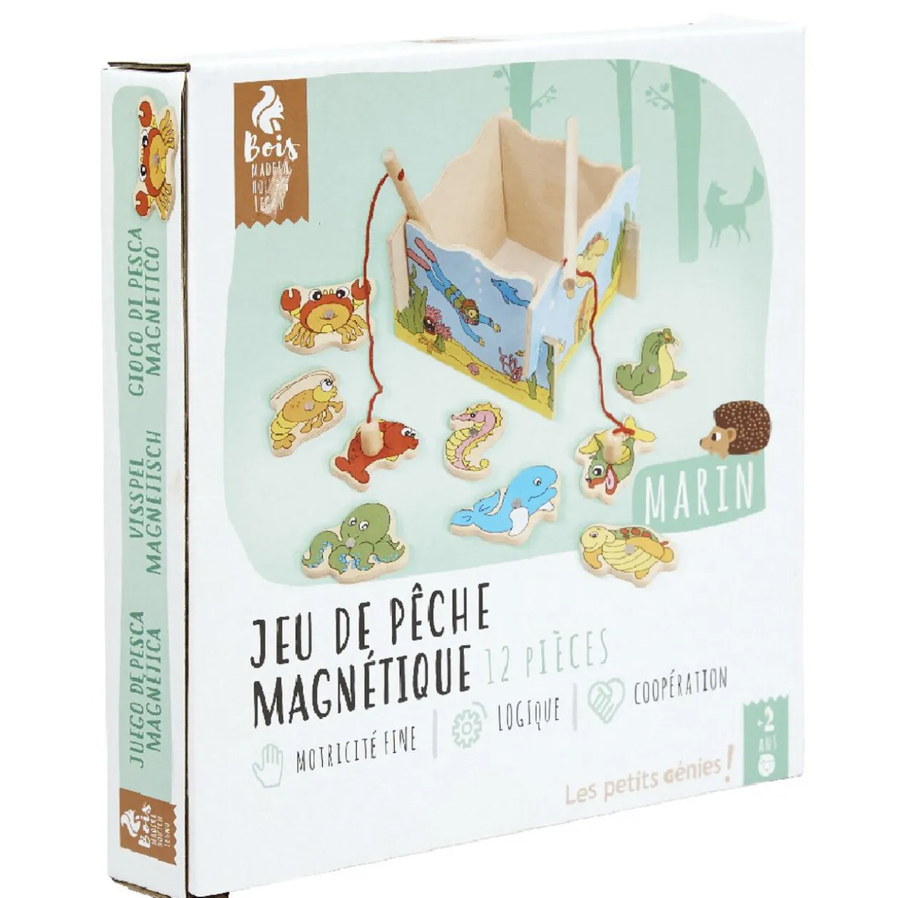 Jeu de pêche magnétique en bois animaux marins
