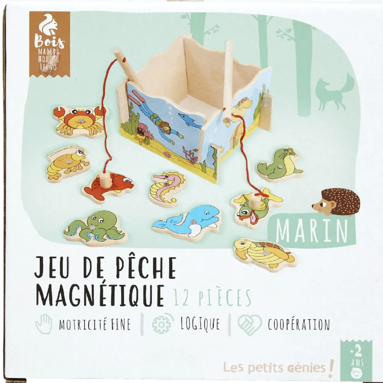 Jeu de pêche magnétique en bois animaux marins