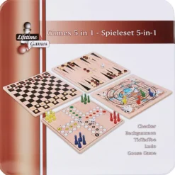 Jeu de société bois 5 en 1