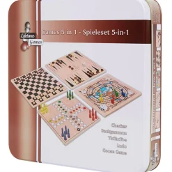 Jeu de société bois 5 en 1