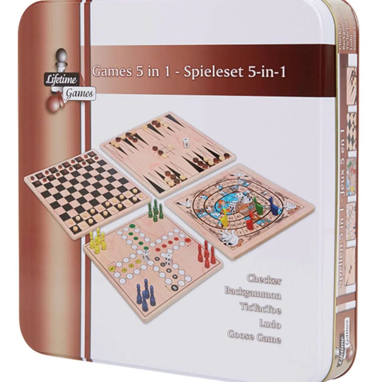 Jeu de société bois 5 en 1