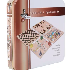 Jeu de société bois 5 en 1