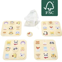 Jeu de société en bois 3en1 loto domino et mémo