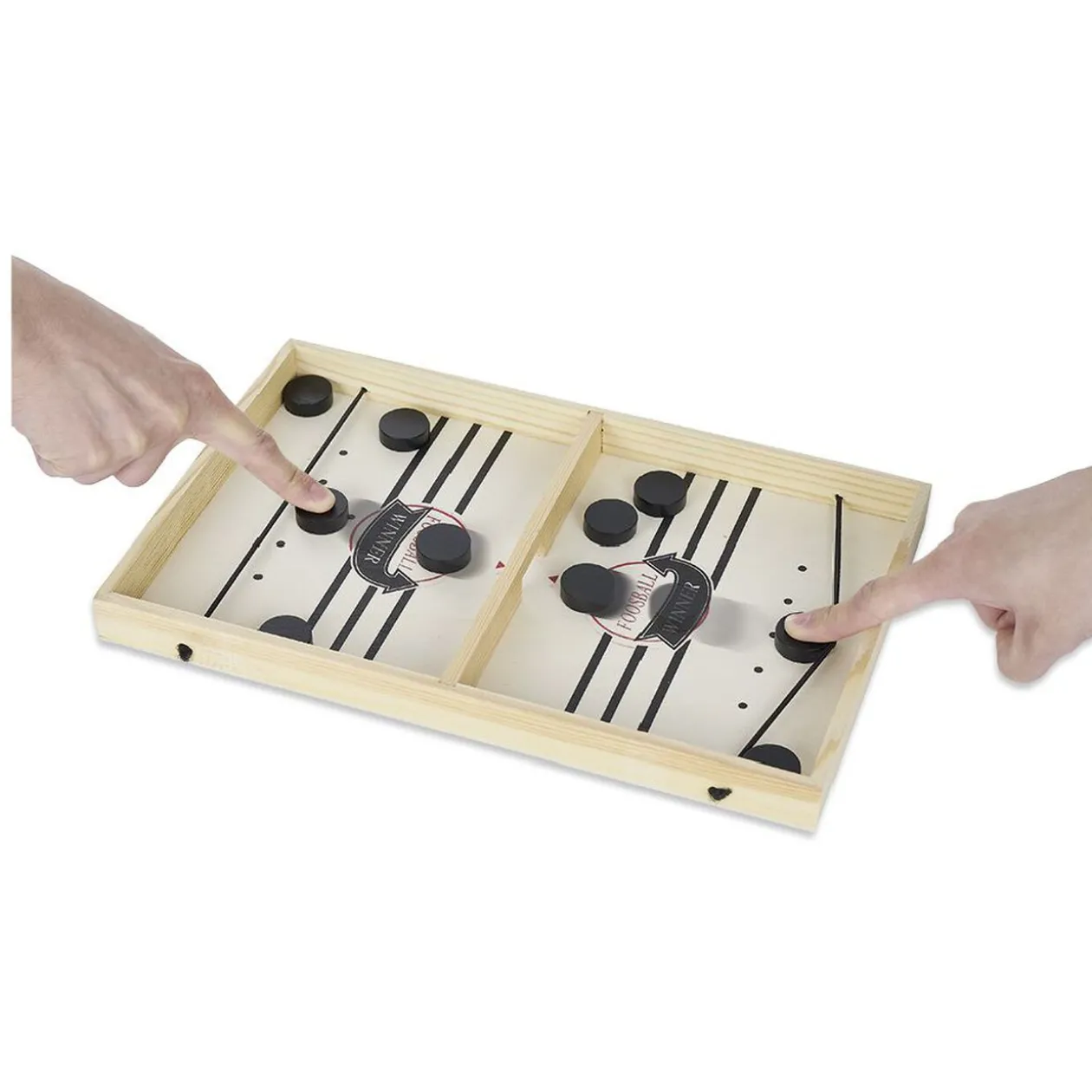 Jeu de table en bois certifié FSC® 2 en 1 : hockey et football