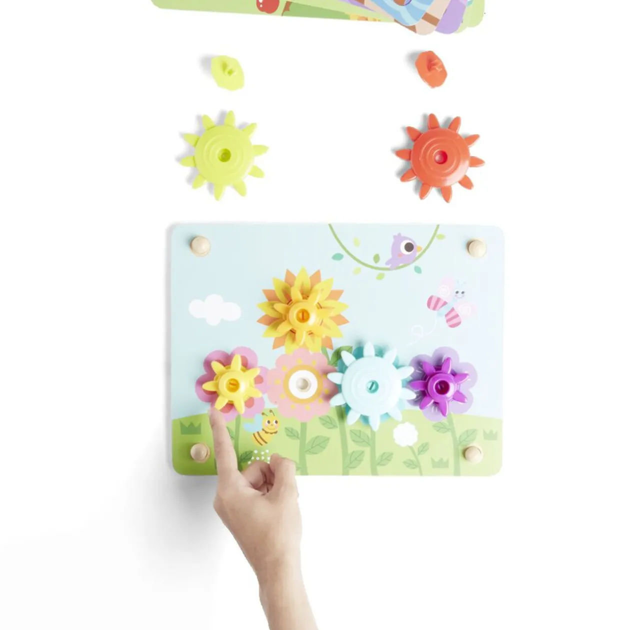 Jeu d'engrenage avec cartes en bois 19 pièces