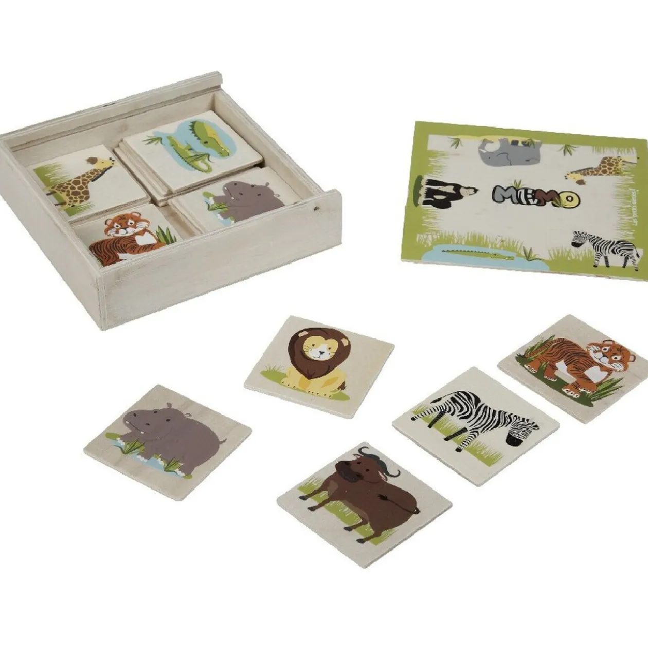 Jeu mémory safari animaux jugle en bois