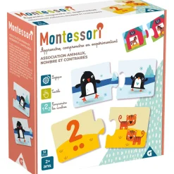 Jeu Montessori association animaux nombre et contraires