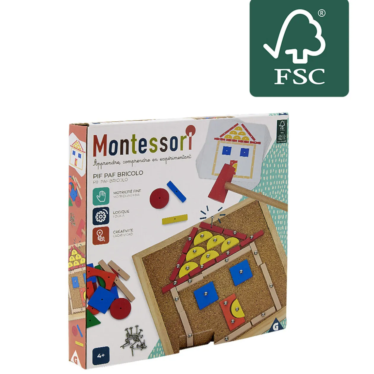 Jeu Pif Paf bricolo avec marteau et puzzle en bois Montessori