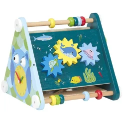 Jouet d'éveil en bois forme triangle 6 activités
