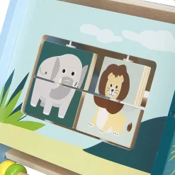 Jouet d'éveil en bois forme triangle 6 activités