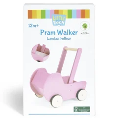 Jouet poussette enfant en bois rose