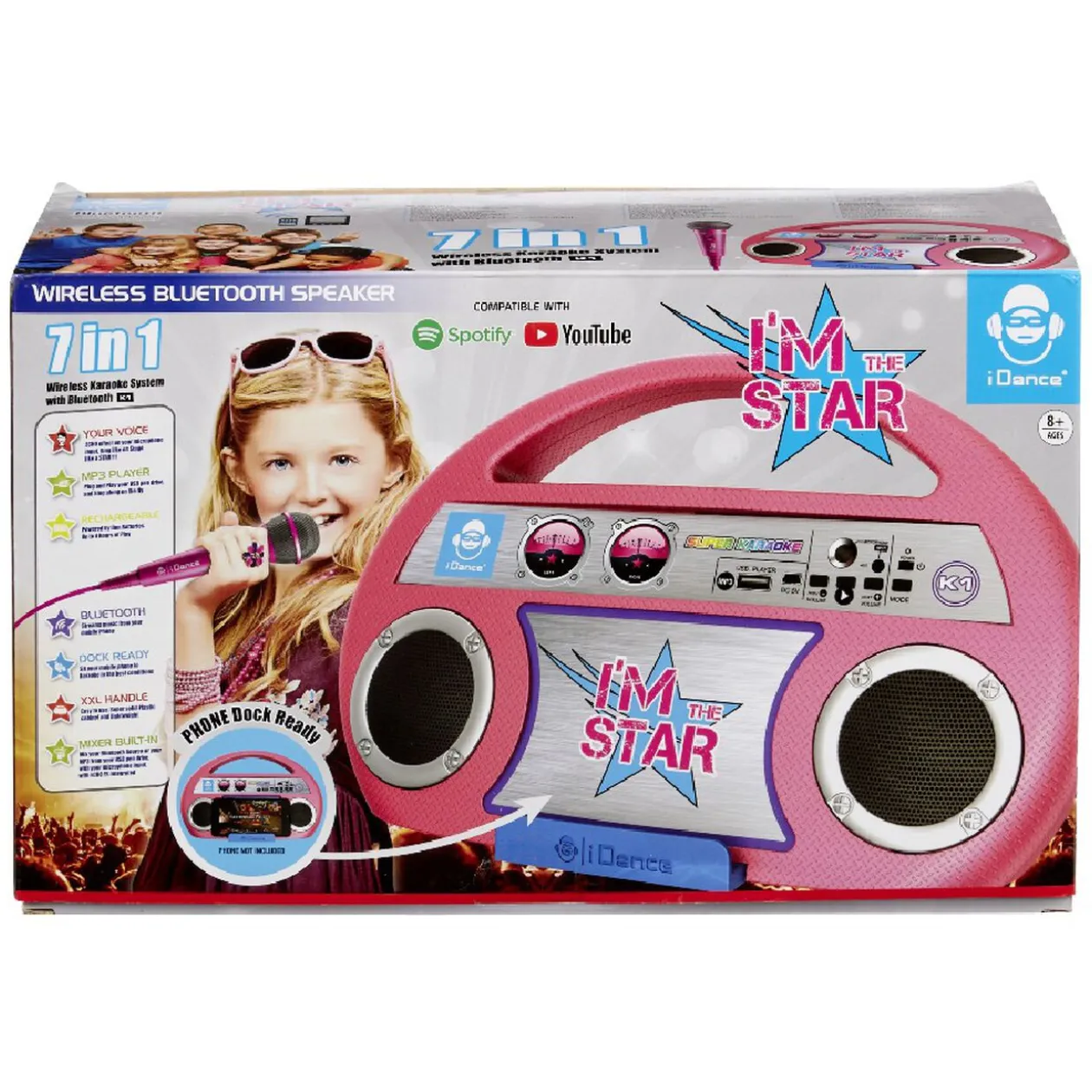 Karaoké Boombox 7en1 iDance wireless bluetooth speaker rose