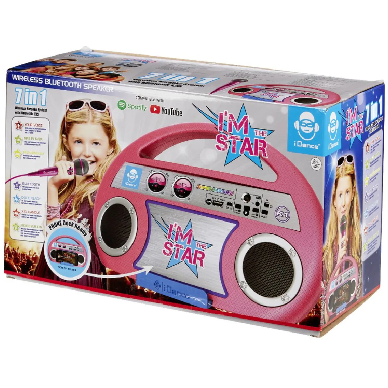 Karaoké Boombox 7en1 iDance wireless bluetooth speaker rose