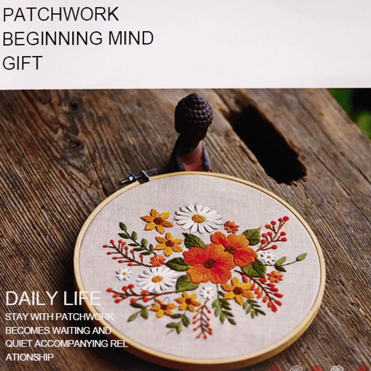 Kit broderie déco motif floral pour adulte