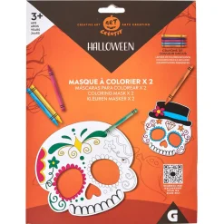 Kit coloriage 2 masques Calavera Jour des morts Halloween