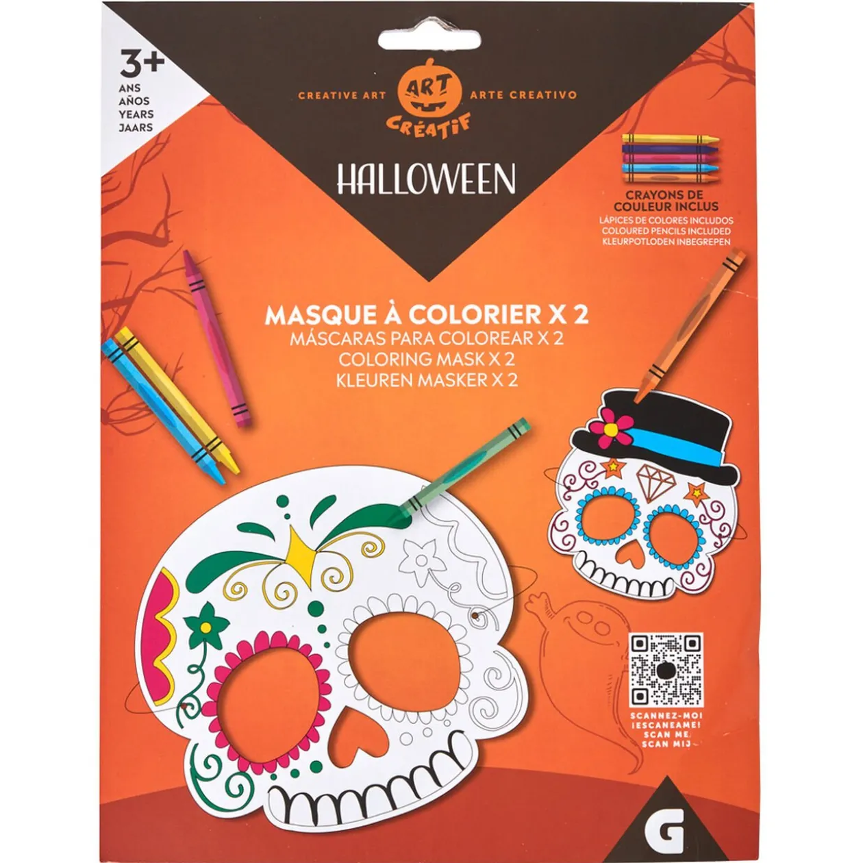 Kit coloriage 2 masques Calavera Jour des morts Halloween